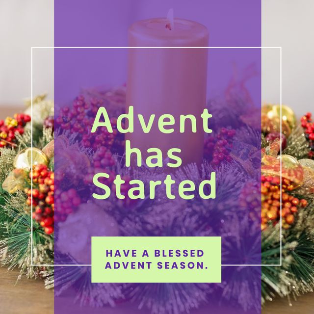 Composition of advent has started text over candle and decorations - Download Free Stock Videos Pikwizard.com