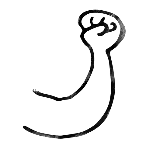 Transparent Hand Flexing Muscle Vector with Bold Lines