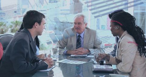 Business Team Analyzing Data with Infographic Interface - Download Free Stock Images Pikwizard.com