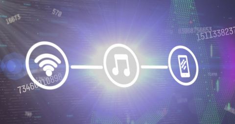 Digital music streaming concept with tech interface