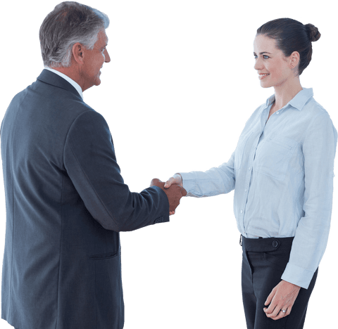 Professional Businessides Shaking Hands on Transparent Background