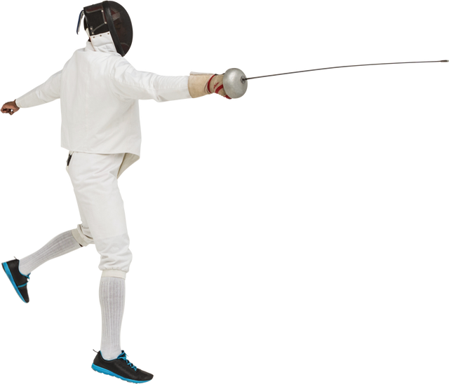 Transparent background fencer practicing fencing moves with sword - Download Free Stock Videos Pikwizard.com