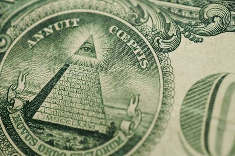 Close-Up of Eye within Pyramid on Dollar Bill