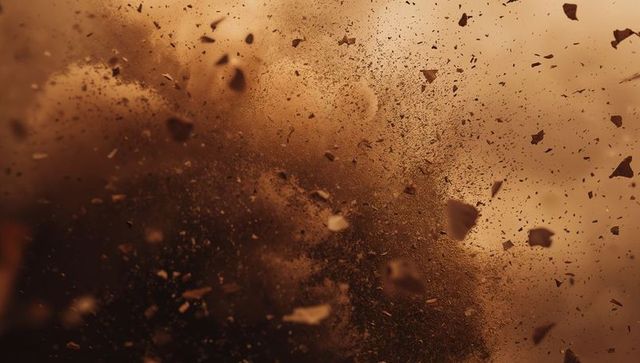 Dynamic swirling dust cloud in motion