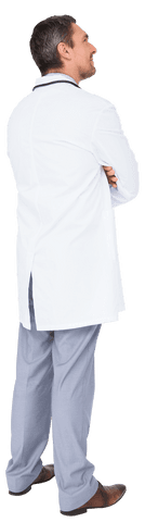 Transparent doctor with arms crossed displaying confidence