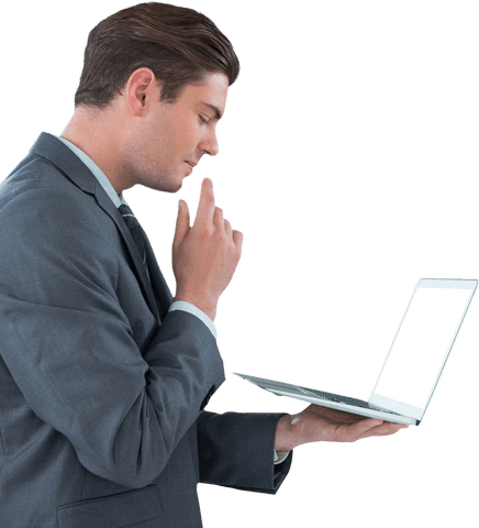 caucasian businessman using laptop on transparent background - Download Free Stock Videos Pikwizard.com