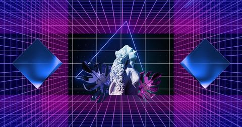 Retro Futuristic Abstract Design with Neon Shapes - Download Free Stock Images Pikwizard.com