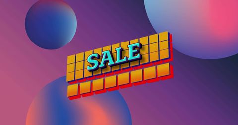 Retro sale text on geometric background