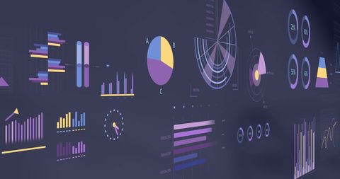 Colorful Financial Data Visualization on Dark Background - Download Free Stock Images Pikwizard.com