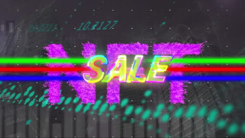 Animated NFT Sale with Colorful Digital Effects and Graphs