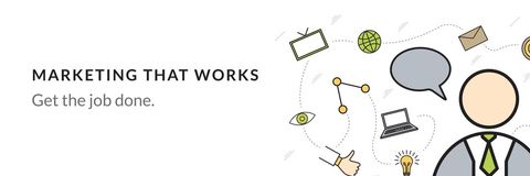 Business marketing concept with media icons and message