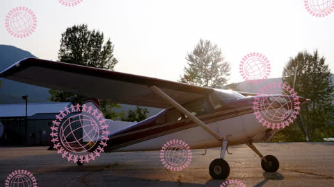 Animated Globe Icons Overlaying Private Airplane