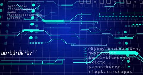 Futuristic Digital Data with Circuit Animations on Blue Background - Download Free Stock Images Pikwizard.com