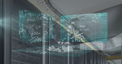 Futuristic Data Processing with Robotic and Mathematical Integration - Download Free Stock Images Pikwizard.com