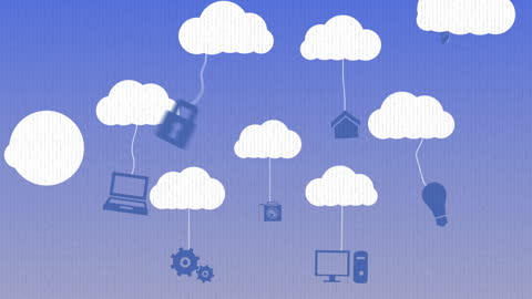 Digital Cloud Technology Networking Concept on Blue Background