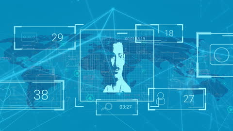 Futuristic Digital Interface with Global Data Connections