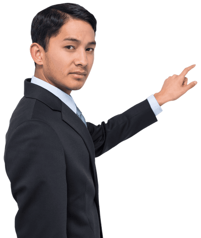 transparent young professional male pointing in suit concept - Download Free Stock Videos Pikwizard.com