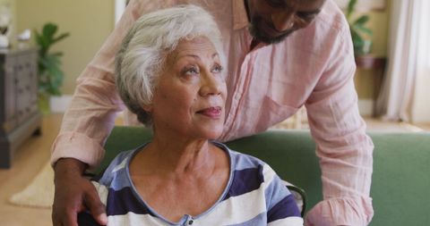 Senior Couple Sharing Tender Moment at Home