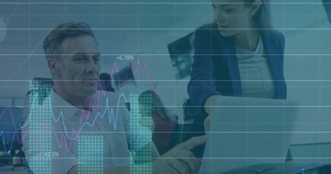 business people analyzing data with digital overlays - Download Free Stock Images Pikwizard.com