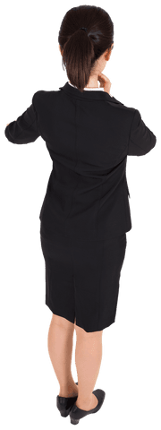 Back View Asian Businesswoman on Transparent Background Concept Design
