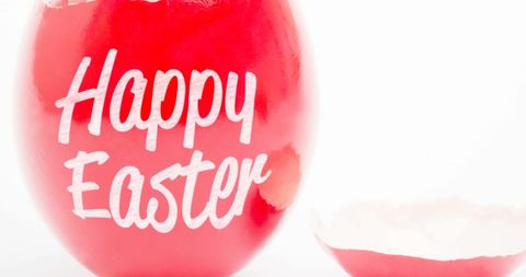 Bright red easter egg with happy easter message