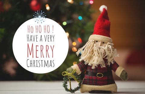 festive santa figurine and holiday wishes with christmas decoration - Download Free Stock Templates Pikwizard.com
