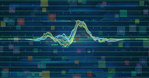 Digital data analysis on futuristic interface background