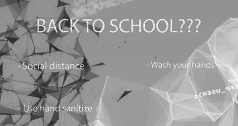 Returning to School Concept with Safety Precautions on Digital Network Background
