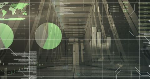 Digital Interface and Data Processing in Modern Server Room - Download Free Stock Images Pikwizard.com