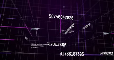Dynamic Numbers and Data Over Purple Grid Background - Download Free Stock Images Pikwizard.com