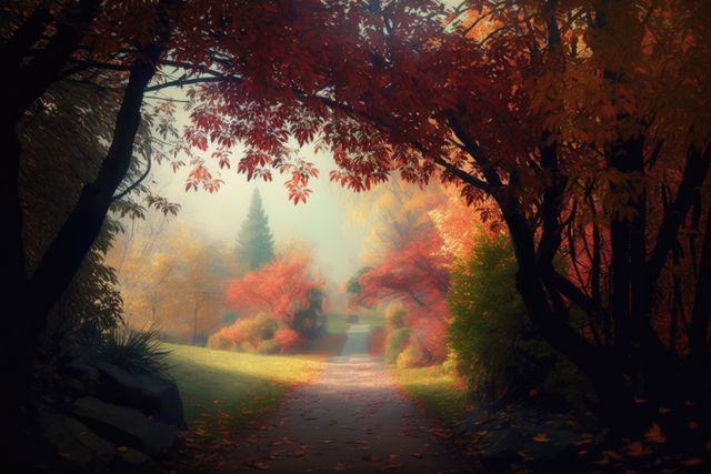 Forest scenery with trees and pathway created using generative ai technology - Download Free Stock Photos Pikwizard.com
