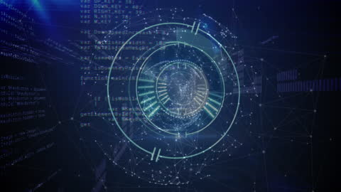 Digital Interface with Futuristic Global Network and Binary Code