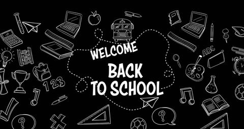 Welcome Back to School Chalkboard Design with Educational Icons - Download Free Stock Images Pikwizard.com