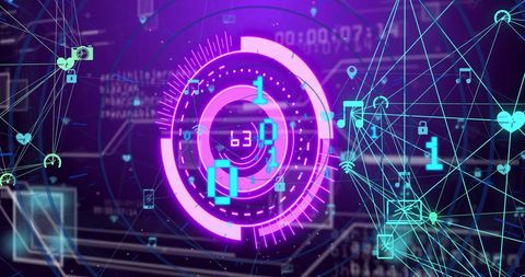 Futuristic Digital Data Network Concept with Neon Graphics - Download Free Stock Images Pikwizard.com