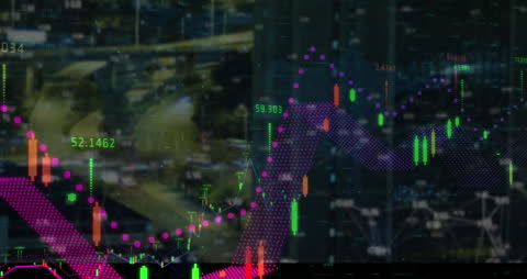 Digital Advanced Financial Data Over Cityscape