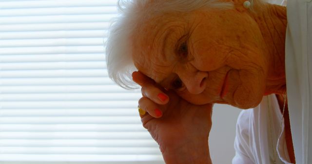 Elderly Woman Contemplating by Window Light - Download Free Stock Images Pikwizard.com