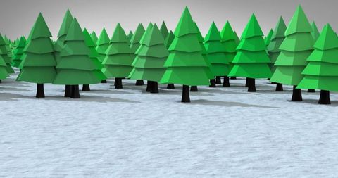 Digital Winter Wonderland with Fir Trees
