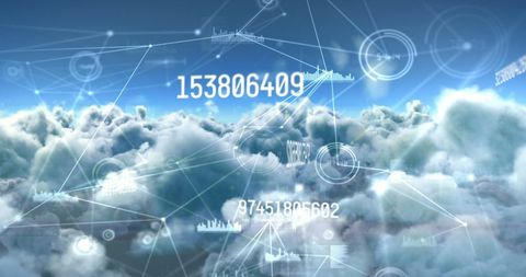 Digital Network of Data Points Connecting Over Cloudy Sky - Download Free Stock Images Pikwizard.com