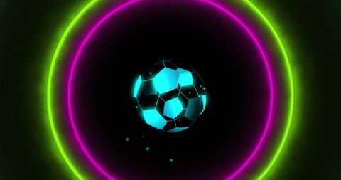 Digital Football in Neon Circle Animation