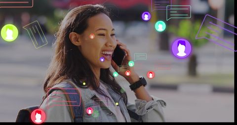 Woman Engaging with Social Media Through Smartphone