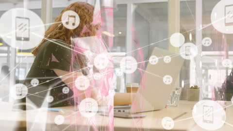 Businesswoman Engaging with Digital Network Technology in Office