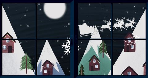 Santa's Sleigh Over Snowy Christmas Village - Download Free Stock Images Pikwizard.com