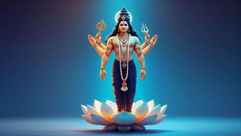 Divine Multi-Armed Deity on Lotus in Enlightened Glow