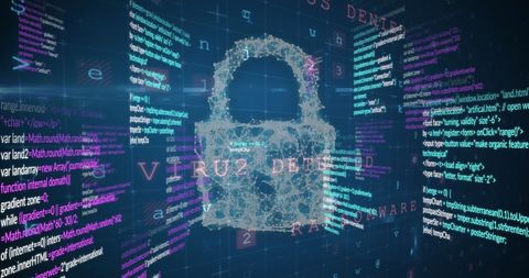 Cybersecurity Concept with Padlock and Programmable Text Background - Download Free Stock Images Pikwizard.com