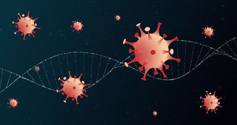 Abstract Virus Illustration with DNA Helix and Copy Space