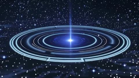 Futuristic Pulsating Digital Rings in Cosmic Space