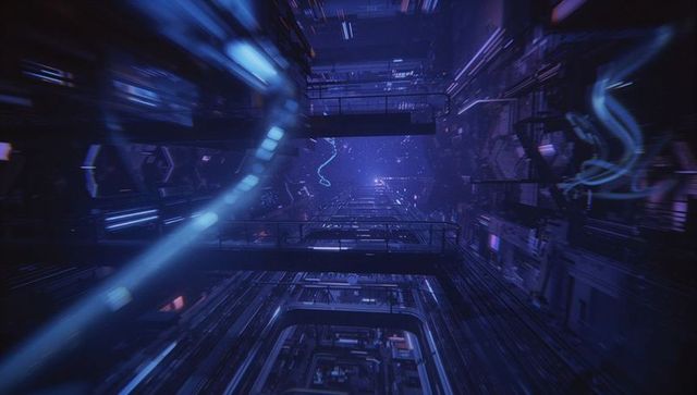 Futuristic Space Station Corridor with Glowing Elements