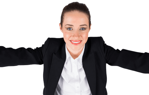 Cheerful Businesswoman Smiling on Transparent Background