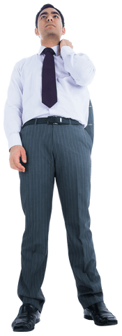 Caucasian Businessman Looking Up Isolated on Transparent Background