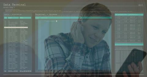Senior Woman Exploring Digital Terminal on Smartphone at Home